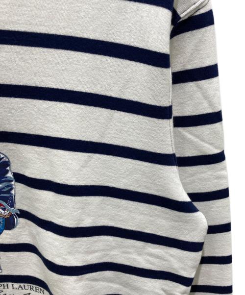 POLO RALPH LAUREN（ポロ・ラルフローレン）POLO RALPH LAUREN (ポロ・ラルフローレン) ボーダー柄ポロベア フリース スウェットシャツ ネイビー×ホワイト サイズ:Ｍの古着・服飾アイテム