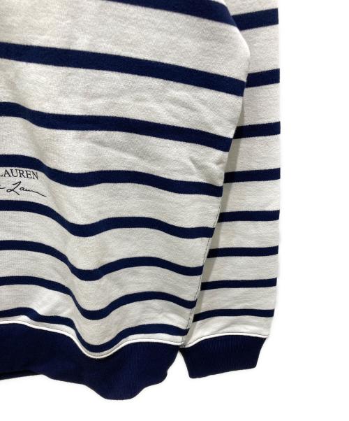 POLO RALPH LAUREN（ポロ・ラルフローレン）POLO RALPH LAUREN (ポロ・ラルフローレン) ボーダー柄ポロベア フリース スウェットシャツ ネイビー×ホワイト サイズ:Ｍの古着・服飾アイテム
