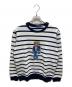 POLO RALPH LAUREN（ポロ・ラルフローレン）の古着「ボーダー柄ポロベア フリース スウェットシャツ」｜ネイビー×ホワイト