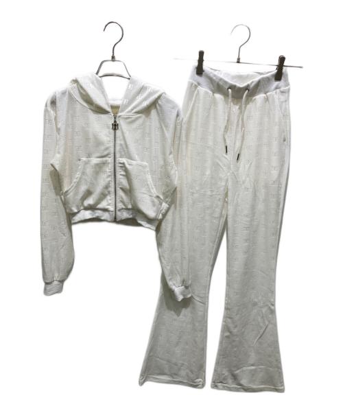 darich（ダーリッチ）darich (ダーリッチ) ベロアロゴジップパーカーセットアップ ホワイト サイズ:FREEの古着・服飾アイテム