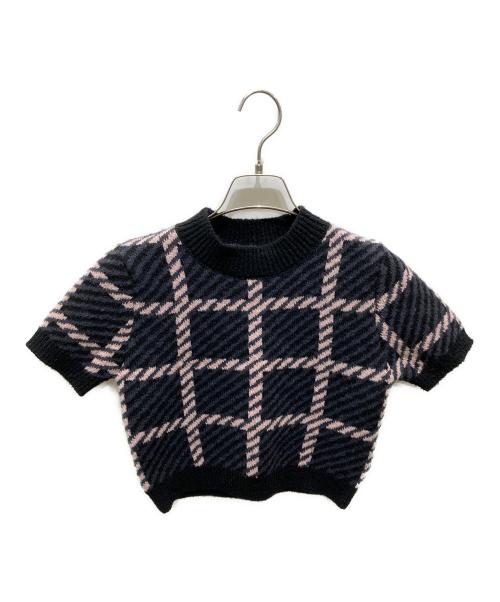 darich（ダーリッチ）darich (ダーリッチ) チェックニット ブラック サイズ:FREEの古着・服飾アイテム
