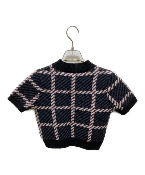 darich（ダーリッチ）darich (ダーリッチ) チェックニット ブラック サイズ:FREEの古着・服飾アイテム