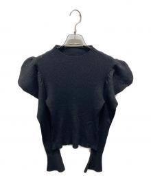 HER LIP TO（ハーリップトゥ）の古着「Volume-Sleeve Glitter Knit Top」｜ブラック