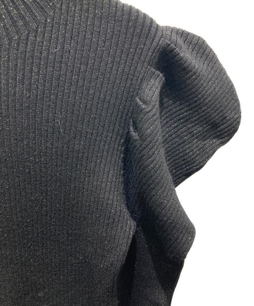 HER LIP TO（ハーリップトゥ）HER LIP TO (ハーリップトゥ) Volume-Sleeve Glitter Knit Top ブラック サイズ:Ｍの古着・服飾アイテム
