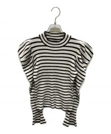 HER LIP TO（ハーリップトゥ）の古着「Volume Sleeve Stripe Knit Top」｜ホワイト