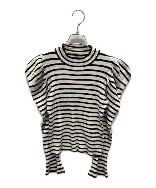 HER LIP TO（ハーリップトゥ）HER LIP TO (ハーリップトゥ) Volume Sleeve Stripe Knit Top ホワイト サイズ:Ｍの古着・服飾アイテム
