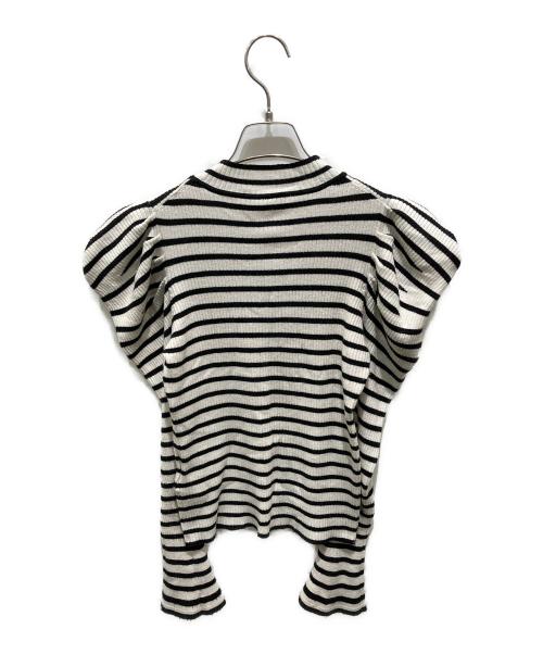 HER LIP TO（ハーリップトゥ）HER LIP TO (ハーリップトゥ) Volume Sleeve Stripe Knit Top ホワイト サイズ:Ｍの古着・服飾アイテム
