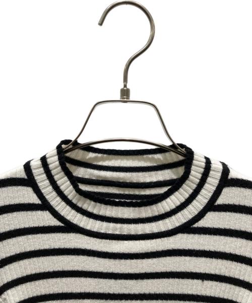 HER LIP TO（ハーリップトゥ）HER LIP TO (ハーリップトゥ) Volume Sleeve Stripe Knit Top ホワイト サイズ:Ｍの古着・服飾アイテム