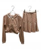 darichダーリッチ）の古着「ベロアロゴミニスカートセット」｜ベージュ