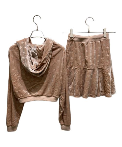 darich（ダーリッチ）darich (ダーリッチ) ベロアロゴミニスカートセット ベージュ サイズ:FREE-Lの古着・服飾アイテム