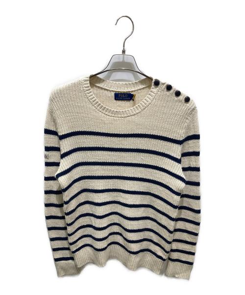 POLO RALPH LAUREN（ポロ・ラルフローレン）POLO RALPH LAUREN (ポロ・ラルフローレン) コットンリネンボーダーニット ベージュ サイズ:Ｓの古着・服飾アイテム