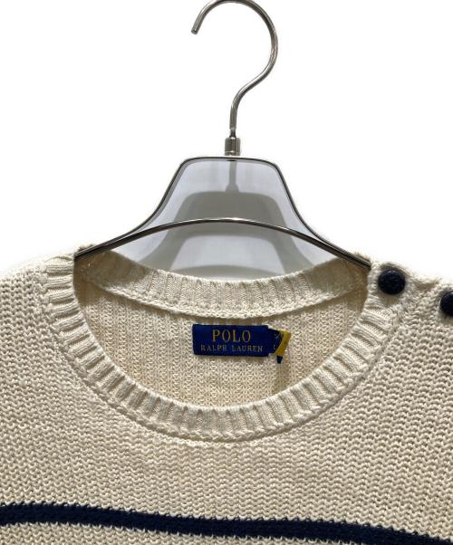 POLO RALPH LAUREN（ポロ・ラルフローレン）POLO RALPH LAUREN (ポロ・ラルフローレン) コットンリネンボーダーニット ベージュ サイズ:Ｓの古着・服飾アイテム