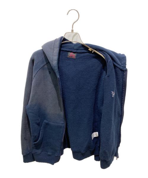 Needles（ニードルズ）Needles (ニードルズ) BEAMS BOY (ビームスボーイ) ユーズド加工ジップフーディー ネイビー サイズ:記載なしの為実寸参照の古着・服飾アイテム