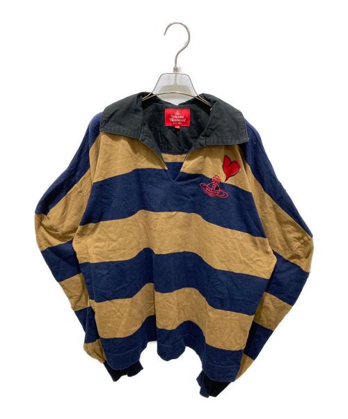 Vivienne Westwood RED LABEL（ヴィヴィアンウエストウッドレッドレーベル）Vivienne Westwood RED LABEL (ヴィヴィアンウエストウッドレッドレーベル) ビッグボーダーエイリアンスリーブポロトップス ブラウン サイズ:00の古着・服飾アイテム