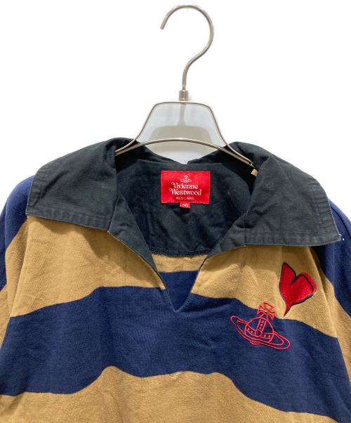 Vivienne Westwood RED LABEL（ヴィヴィアンウエストウッドレッドレーベル）Vivienne Westwood RED LABEL (ヴィヴィアンウエストウッドレッドレーベル) ビッグボーダーエイリアンスリーブポロトップス ブラウン サイズ:00の古着・服飾アイテム