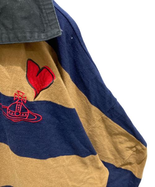 Vivienne Westwood RED LABEL（ヴィヴィアンウエストウッドレッドレーベル）Vivienne Westwood RED LABEL (ヴィヴィアンウエストウッドレッドレーベル) ビッグボーダーエイリアンスリーブポロトップス ブラウン サイズ:00の古着・服飾アイテム