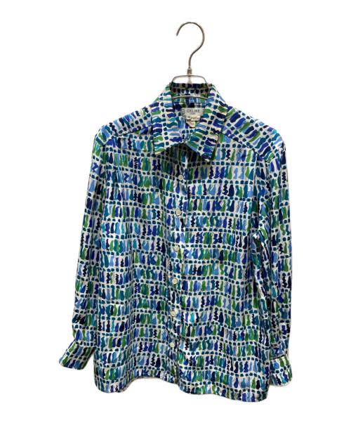 CELINE（セリーヌ）CELINE (セリーヌ) 総柄ロングスリーブシャツ ブルー サイズ:38の古着・服飾アイテム