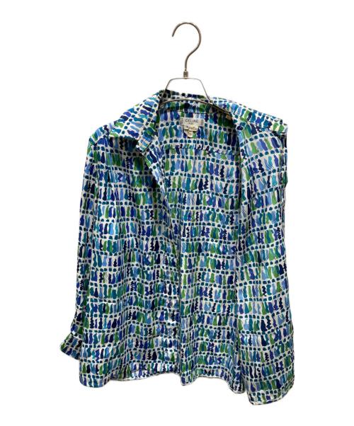 CELINE（セリーヌ）CELINE (セリーヌ) 総柄ロングスリーブシャツ ブルー サイズ:38の古着・服飾アイテム