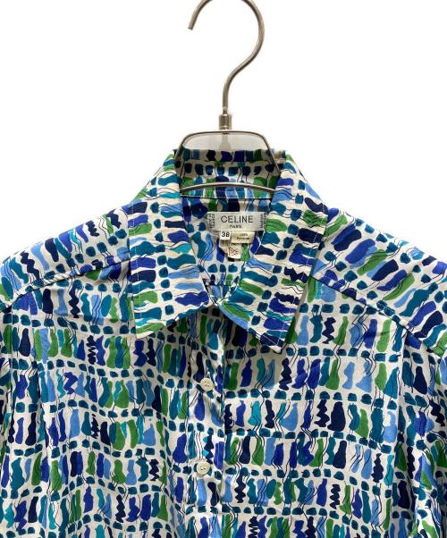 CELINE（セリーヌ）CELINE (セリーヌ) 総柄ロングスリーブシャツ ブルー サイズ:38の古着・服飾アイテム