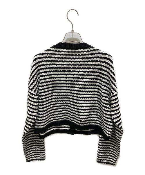 IENA（イエナ）IENA (イエナ) ニットショートカーディガン ブラック×ホワイト サイズ:記載なしの為実寸参照の古着・服飾アイテム