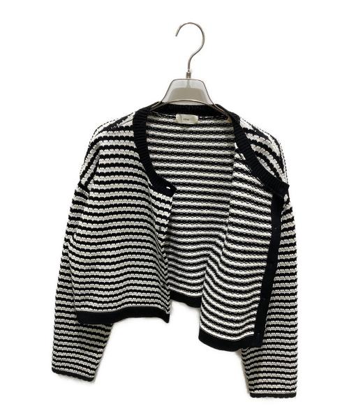 IENA（イエナ）IENA (イエナ) ニットショートカーディガン ブラック×ホワイト サイズ:記載なしの為実寸参照の古着・服飾アイテム