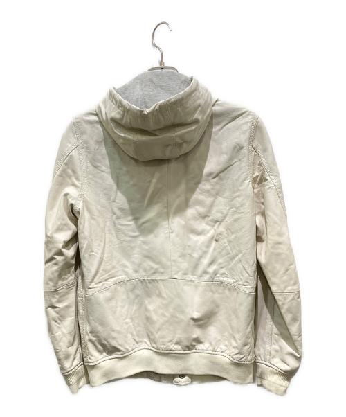 DIESEL（ディーゼル）DIESEL (ディーゼル) 加工フーデットレザージャケット ホワイト サイズ:Sの古着・服飾アイテム