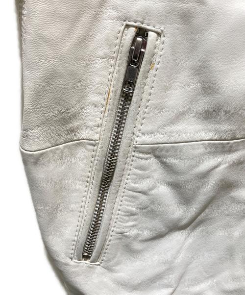 DIESEL（ディーゼル）DIESEL (ディーゼル) 加工フーデットレザージャケット ホワイト サイズ:Sの古着・服飾アイテム