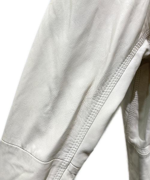 DIESEL（ディーゼル）DIESEL (ディーゼル) 加工フーデットレザージャケット ホワイト サイズ:Sの古着・服飾アイテム
