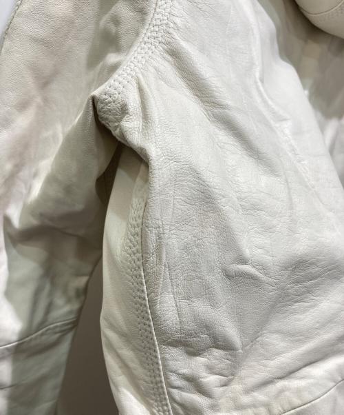 DIESEL（ディーゼル）DIESEL (ディーゼル) 加工フーデットレザージャケット ホワイト サイズ:Sの古着・服飾アイテム