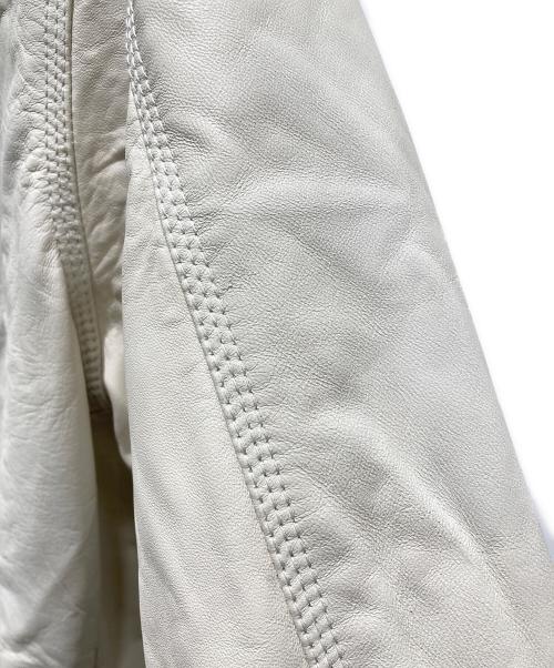 DIESEL（ディーゼル）DIESEL (ディーゼル) 加工フーデットレザージャケット ホワイト サイズ:Sの古着・服飾アイテム