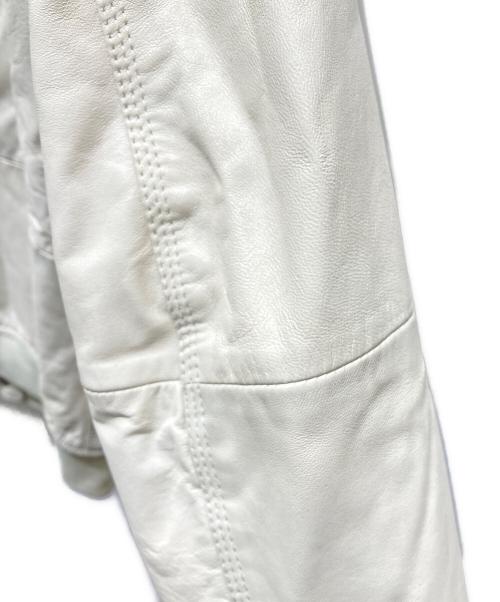 DIESEL（ディーゼル）DIESEL (ディーゼル) 加工フーデットレザージャケット ホワイト サイズ:Sの古着・服飾アイテム
