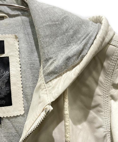 DIESEL（ディーゼル）DIESEL (ディーゼル) 加工フーデットレザージャケット ホワイト サイズ:Sの古着・服飾アイテム