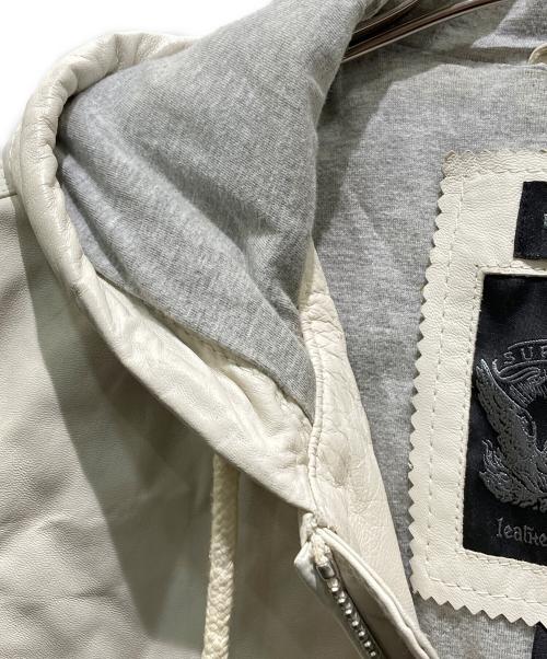 DIESEL（ディーゼル）DIESEL (ディーゼル) 加工フーデットレザージャケット ホワイト サイズ:Sの古着・服飾アイテム