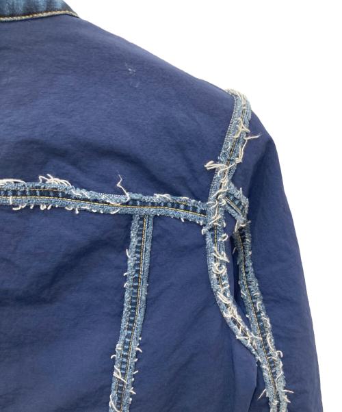 DIESEL（ディーゼル）DIESEL (ディーゼル) デニム切替シングルライダースジャケット ネイビー サイズ:XSの古着・服飾アイテム