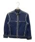 DIESEL（ディーゼル）の古着「デニム切替シングルライダースジャケット」｜ネイビー