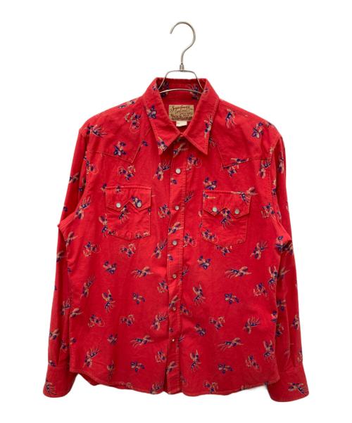 SUGAR CANE（シュガーケーン）SUGAR CANE (シュガーケーン) PRINT FLANNEL WESTAN SHIRT レッド サイズ:17の古着・服飾アイテム