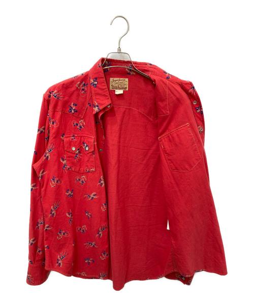 SUGAR CANE（シュガーケーン）SUGAR CANE (シュガーケーン) PRINT FLANNEL WESTAN SHIRT レッド サイズ:17の古着・服飾アイテム