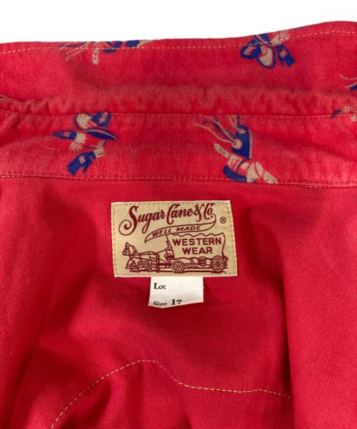 SUGAR CANE（シュガーケーン）SUGAR CANE (シュガーケーン) PRINT FLANNEL WESTAN SHIRT レッド サイズ:17の古着・服飾アイテム