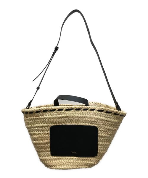 A.P.C.（アーペーセー）A.P.C. (アーペーセー) PLAAB Zoe Panier ストローバッグ ベージュ×ブラックの古着・服飾アイテム