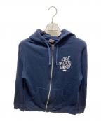 stussyステューシー）の古着「ダイヤモンドロゴ両面プリントジップパーカー」｜ネイビー