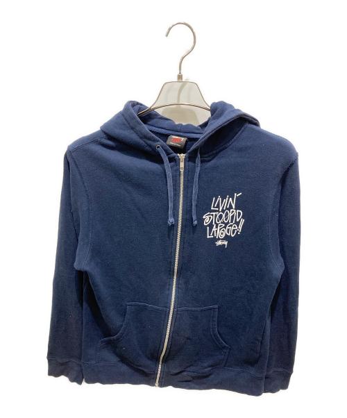 stussy（ステューシー）stussy (ステューシー) ダイヤモンドロゴ両面プリントジップパーカー ネイビー サイズ:Ｍの古着・服飾アイテム