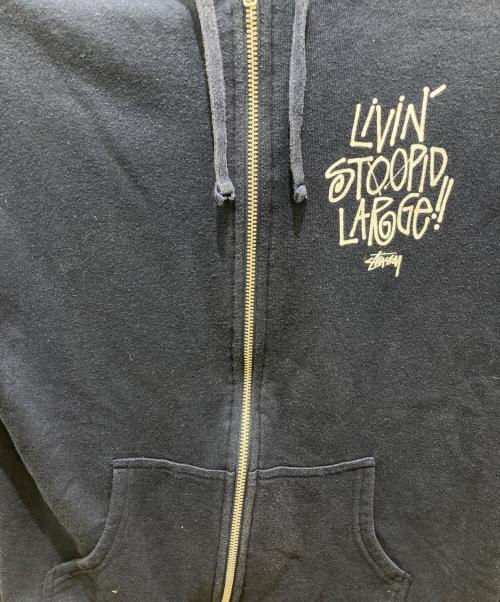 stussy（ステューシー）stussy (ステューシー) ダイヤモンドロゴ両面プリントジップパーカー ネイビー サイズ:Ｍの古着・服飾アイテム