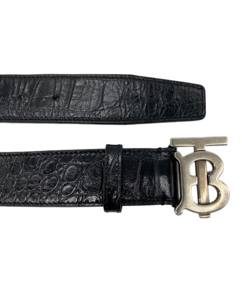 BURBERRY（バーバリー）BURBERRY (バーバリー) TBクロコ型押しレザーベルト ブラックの古着・服飾アイテム