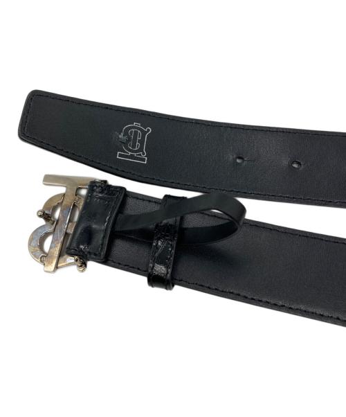 BURBERRY（バーバリー）BURBERRY (バーバリー) TBクロコ型押しレザーベルト ブラックの古着・服飾アイテム