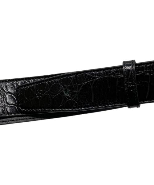 BURBERRY（バーバリー）BURBERRY (バーバリー) TBクロコ型押しレザーベルト ブラックの古着・服飾アイテム
