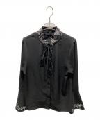 HAREハレ）の古着「刺繍シャツブラウス」｜ブラック