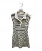 HER LIP TOハーリップトゥ）の古着「French Sleeve Polo Mini Dress」｜ブラック×ホワイト