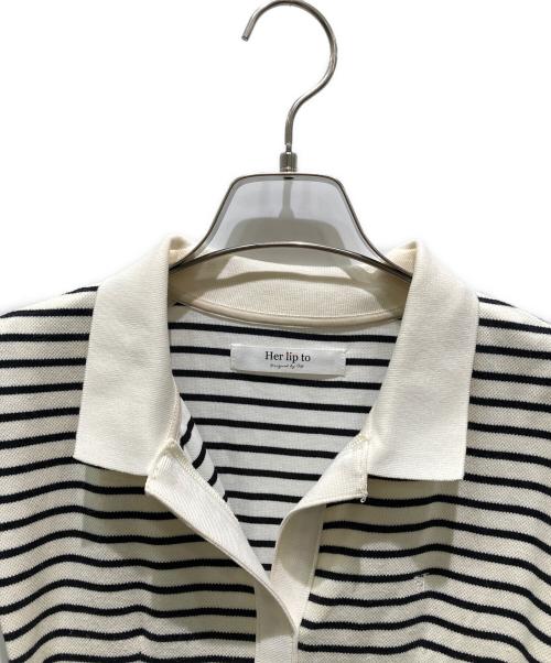 HER LIP TO（ハーリップトゥ）HER LIP TO (ハーリップトゥ) French Sleeve Polo Mini Dress ブラック×ホワイト サイズ:Ｓの古着・服飾アイテム