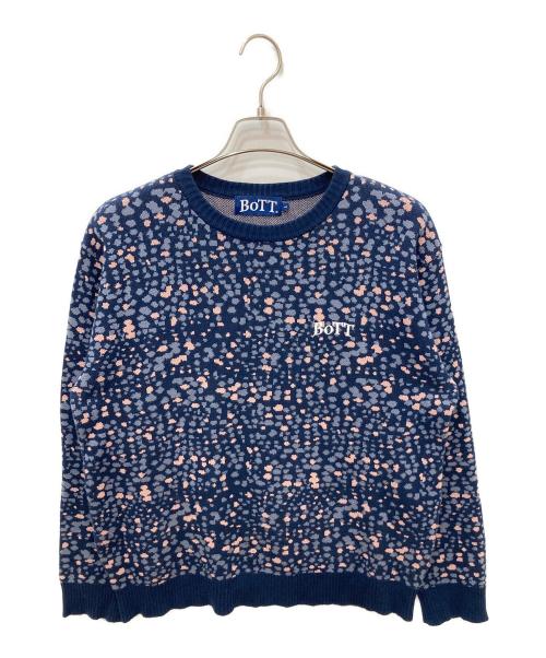 BoTT（ボット）BoTT (ボット) 総柄ニット ネイビー サイズ:Lの古着・服飾アイテム