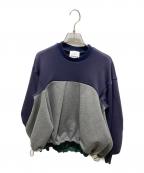 OMMOオーエムエムオー）の古着「IRREGULAR TUCK TOP」｜ネイビー×グレー